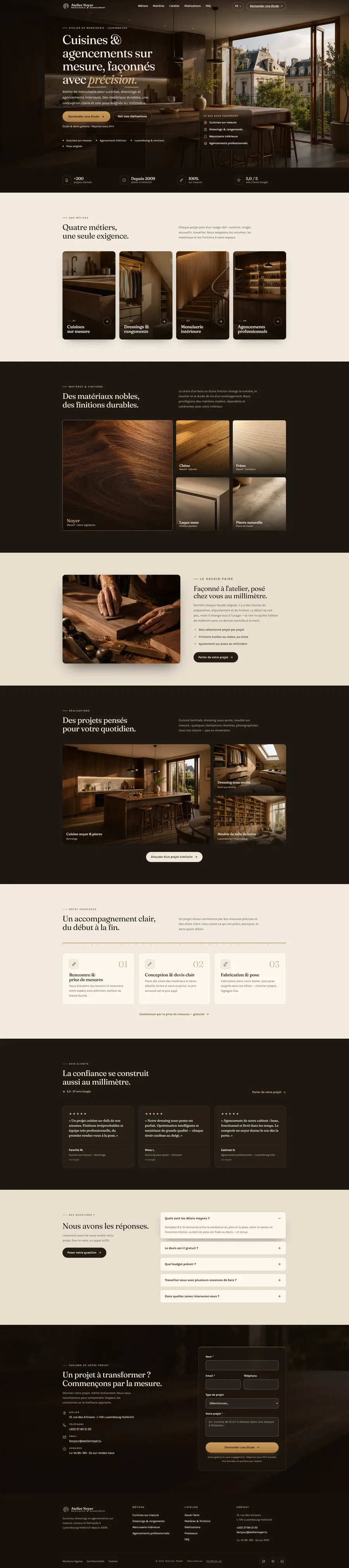 Aperçu du site Atelier Noyer, menuiserie et cuisines sur mesure
