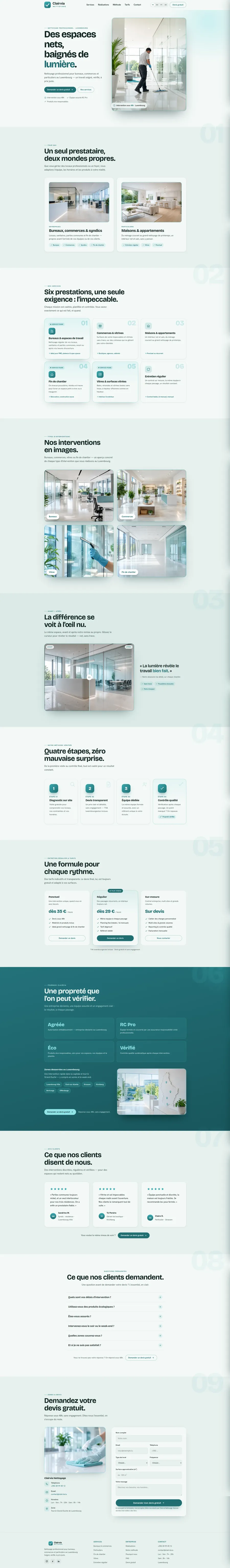 Aperçu du site Clairvia, nettoyage de bureaux et commerces
