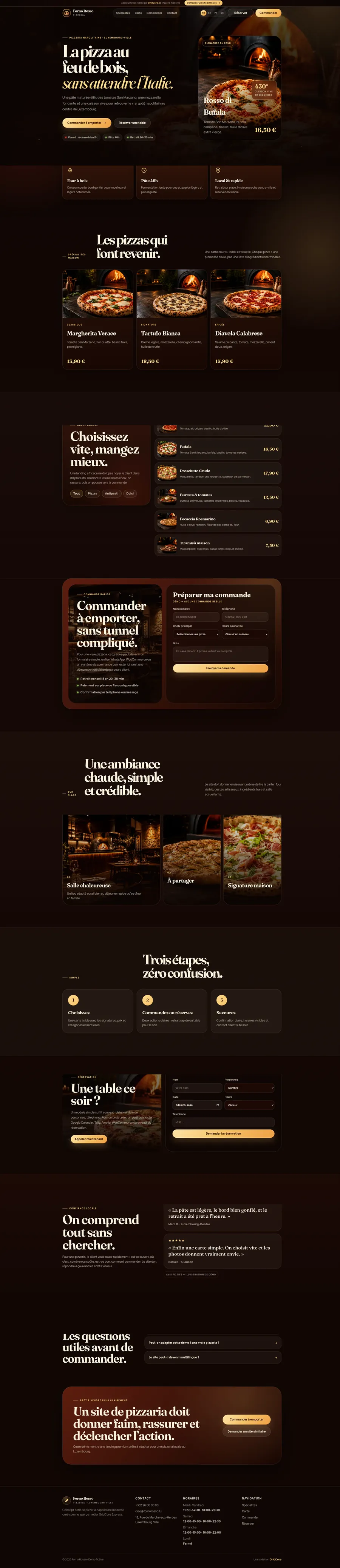 Aperçu du site Forno Rosso, pizzeria napolitaine