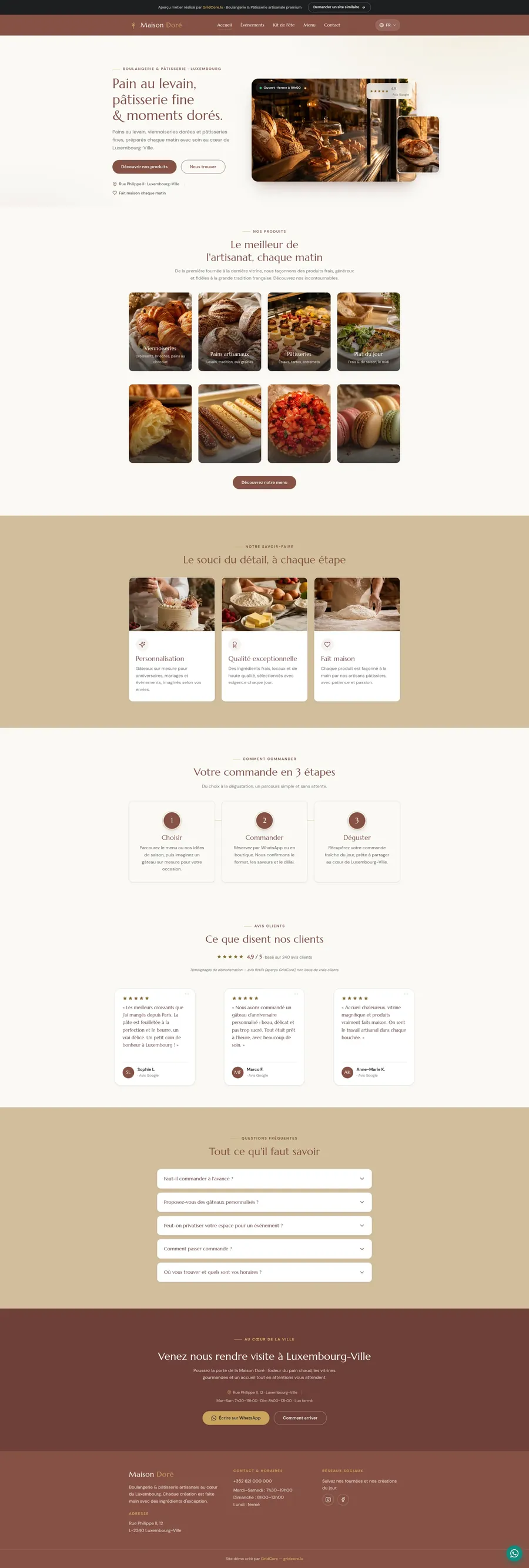 Aperçu du projet Boulangerie & pâtisserie premium