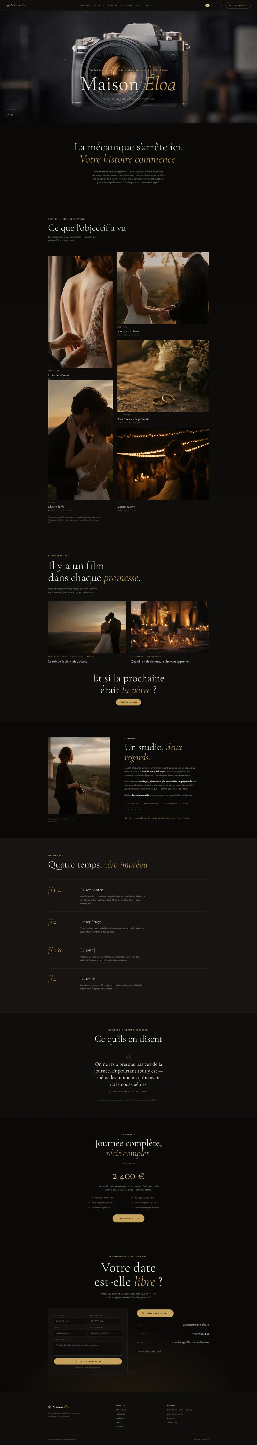 Site pour photographe de mariage : portfolio et présentation de l’approche