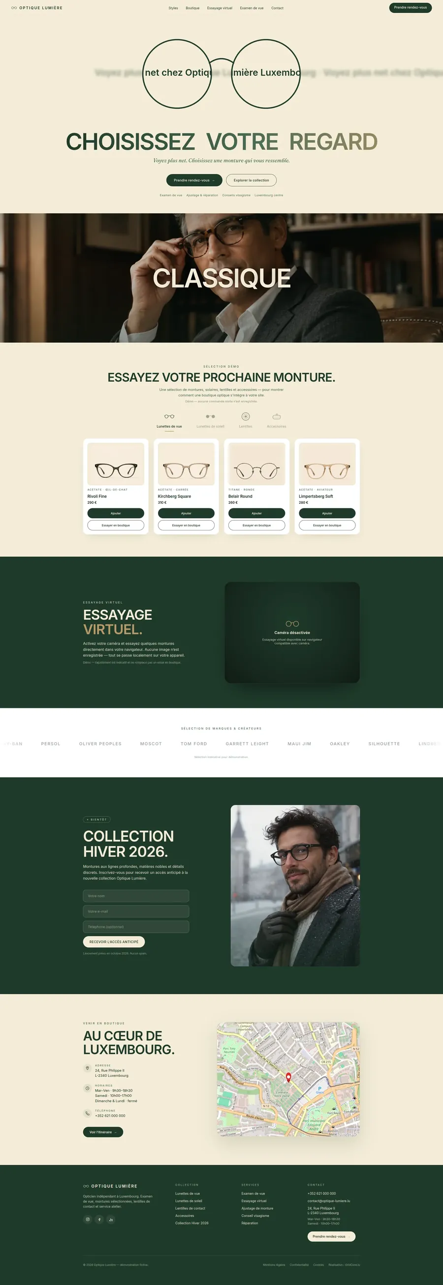 Aperçu du projet Opticien avec boutique